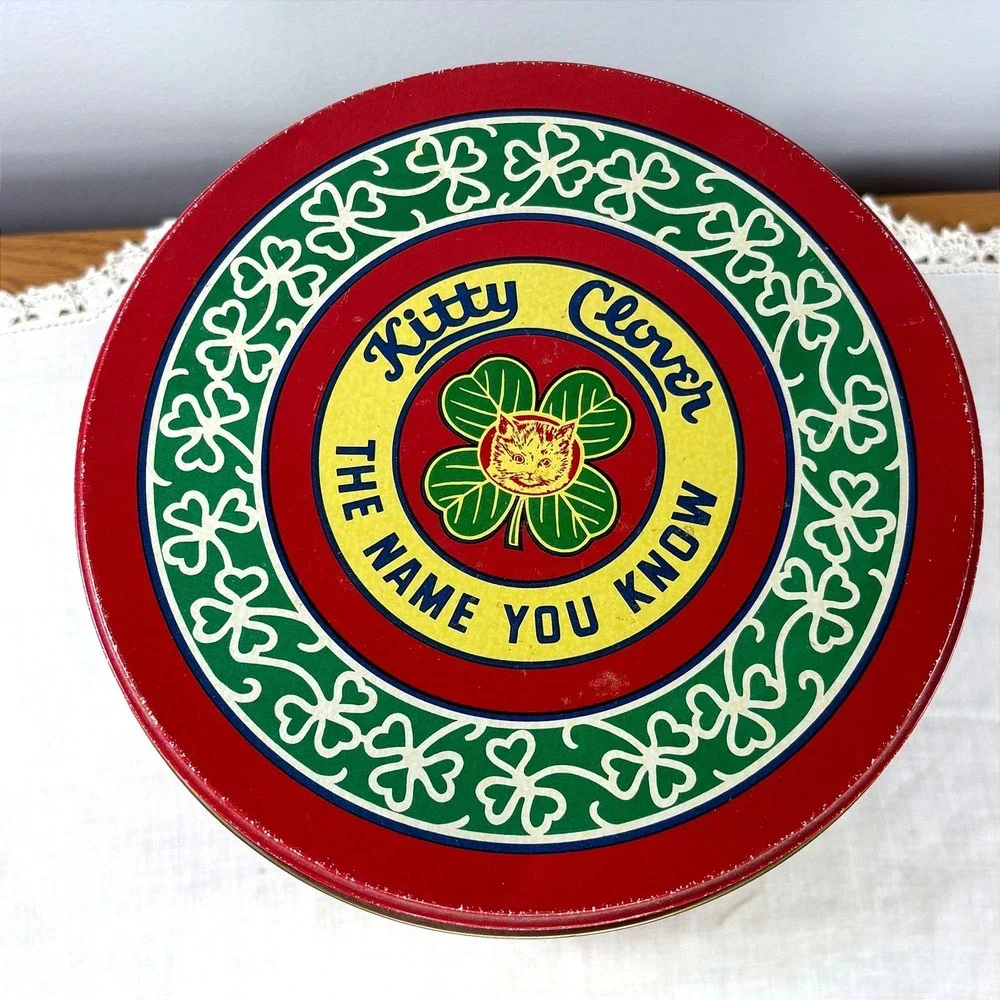 Vintage Kitty Clover Potato Chips 50th Anniversary Limited Edition Tin Red